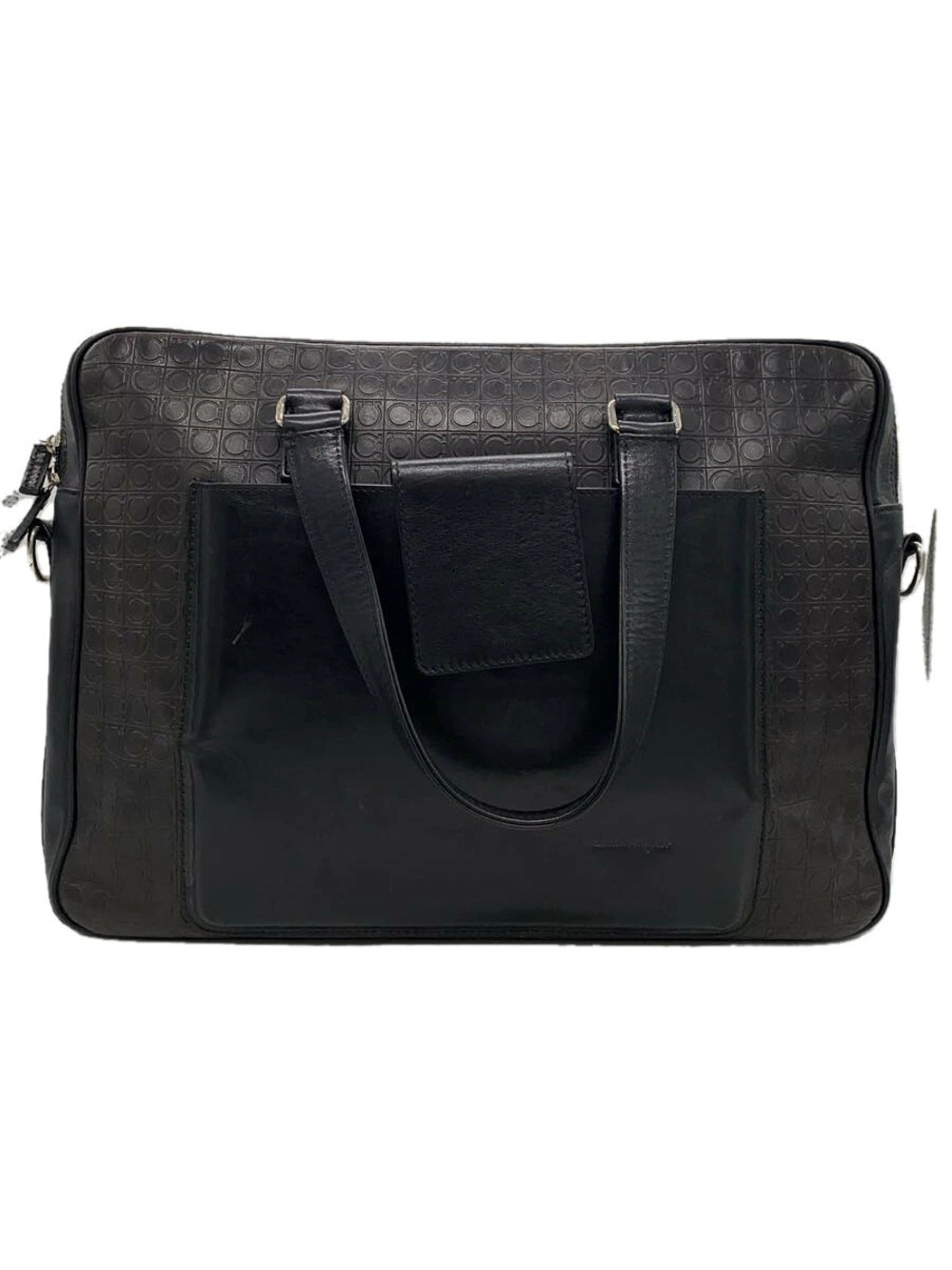 Salvatore Ferragamo Shoulder Bag Leather Black All over Gancini Briefcase